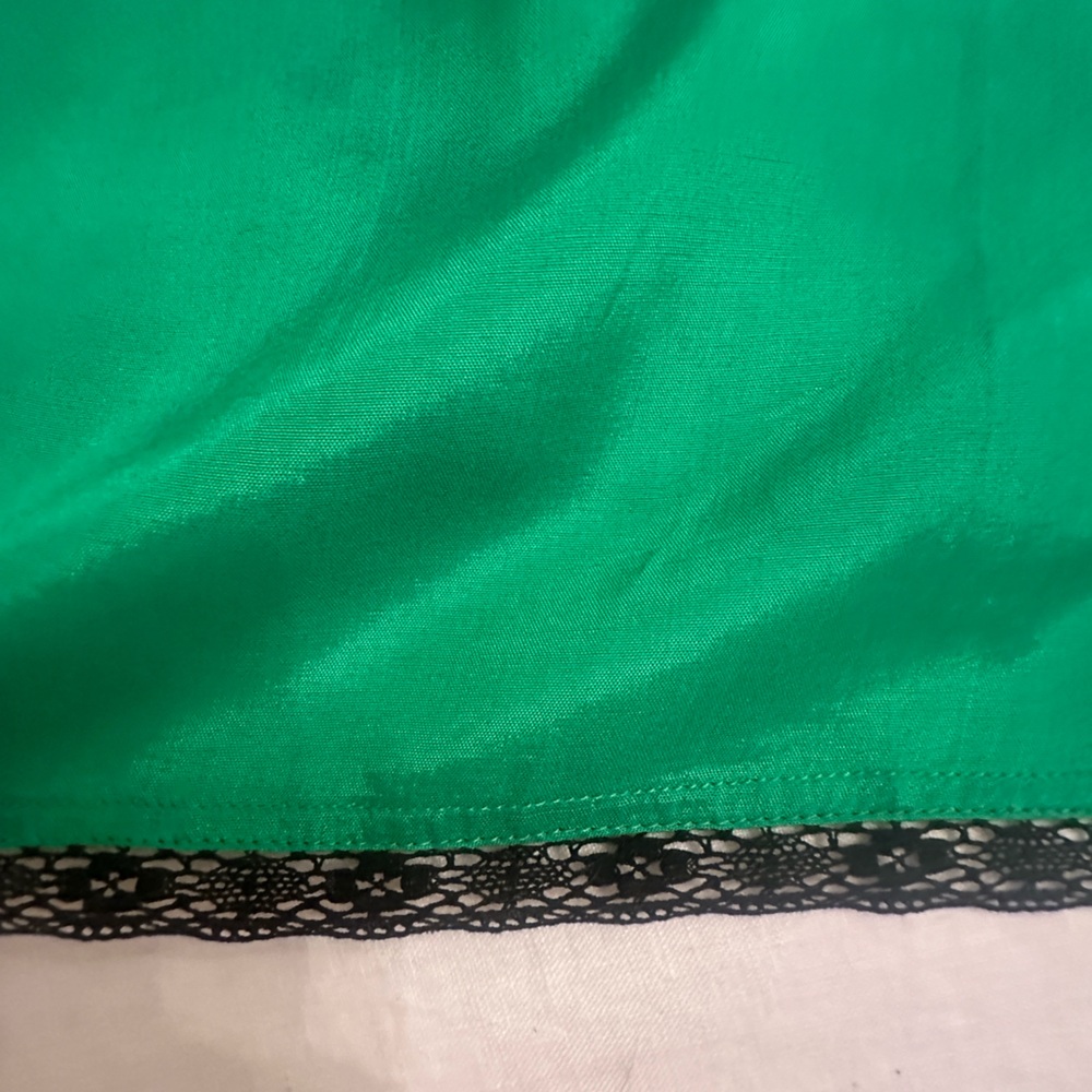 NWOT RARE Anthropologie Lithe Lyceum Green & Black Floral Appliqué Skirt - Picture 8 of 9